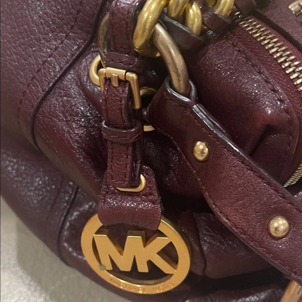 Michael Kors Burgundy Satchel with Gold Accents - Picture 4 of 9